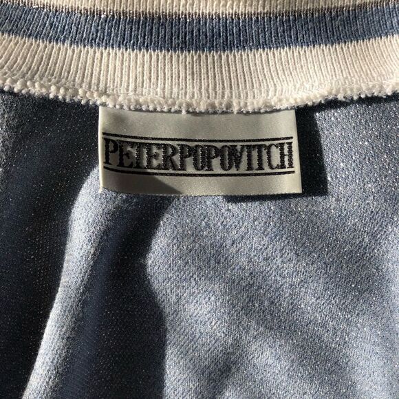 Vintage 90s Peter Popovitch Blue Sparkle Full Zip Sweatshirt - Picture 5 of 6